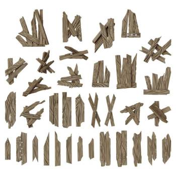 Green Stuff World 3D Printed Set - Broken Wood Planks 1:48-1:35