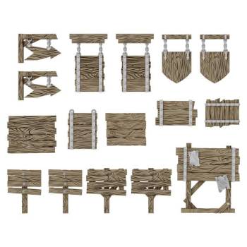 Green Stuff World 3D Printed Set -Wood Signs 1:48 - 1:35
