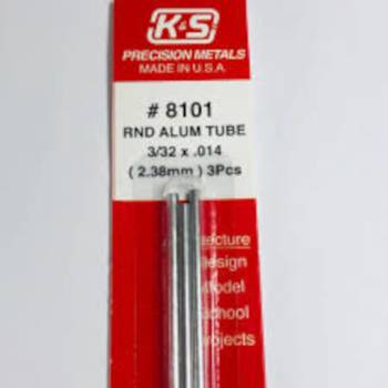 Aluminum Round Tube .014in Wall - 3/32in x 12in - 3 pc.