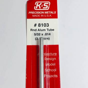 Aluminum Round Tube .014in Wall - 5/32in x 12in - 1 pc.