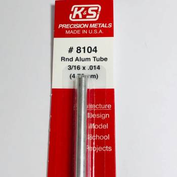 Aluminum Round Tube .014in Wall - 3/16in x 12in - 1 pc.