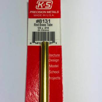 Round Brass Tube .014in Wall - 1/4in x 12in - 1 pc.