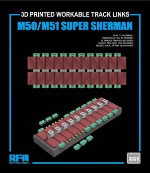 Rye Field Models M50 M51 Super Sherman 3D Printed Workable Track Set