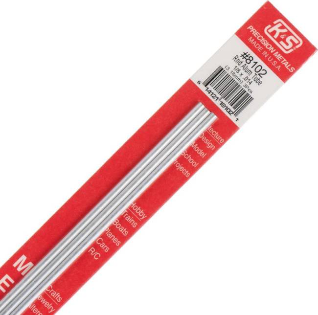 Aluminum Round Tube .014in Wall - 1/8in x 12in - 3 pc.