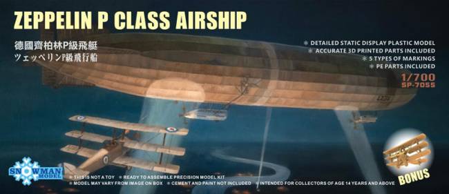 Snowmen Model Zeppelin P Class Airship with 3D Printed N500