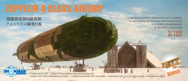 Snowmen Model Zeppelin Q Class Airship with 3D Printed BE2c