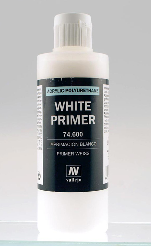 Acrylic primer. Аэрозольная грунтовка Vallejo. Surface primer 600-60ml White. Vallejo White.