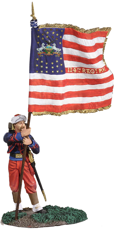 American Civil War: Union Infantry 114th Pennsylvania Zouaves Color Sergeant in Turban with Regimental Colors #1