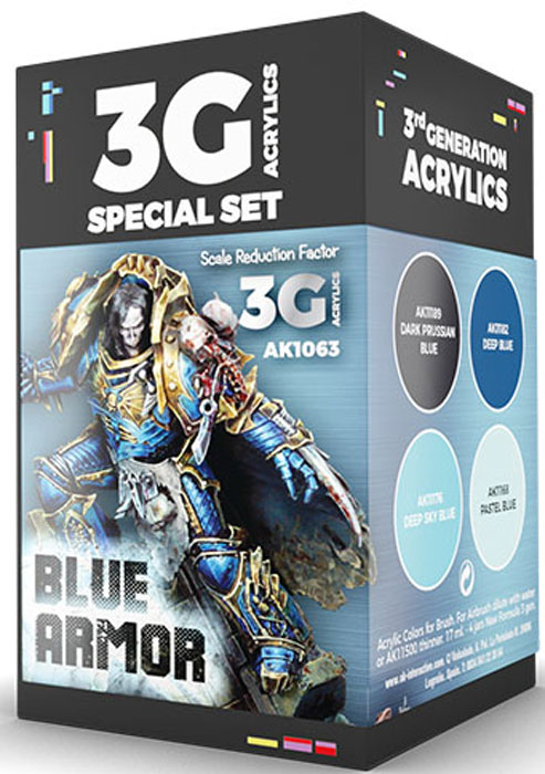 Michigan Toy Soldier Company : AK Interactive - Wargame Series Blue Armor  3rd Generation Acrylic Paint Set