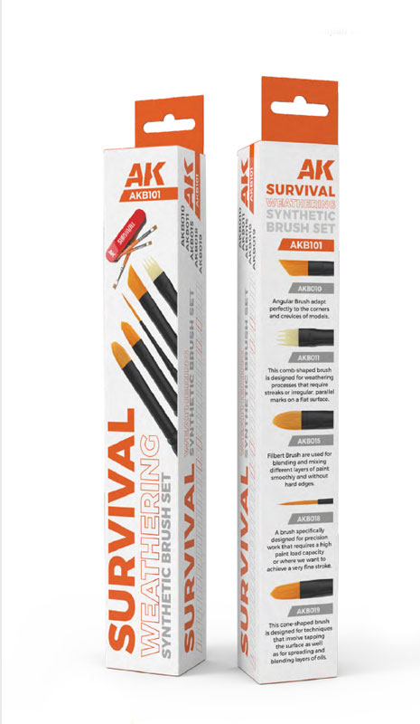 AK Interactive Synthetic Survival Weathering Brush Set