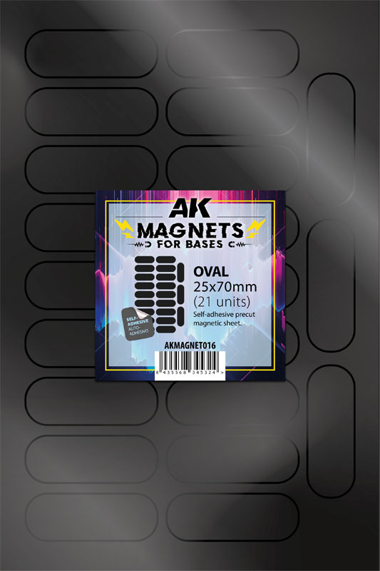 AK Interactive Magnets Sheet Oval Base 25×70mm (21 Units)