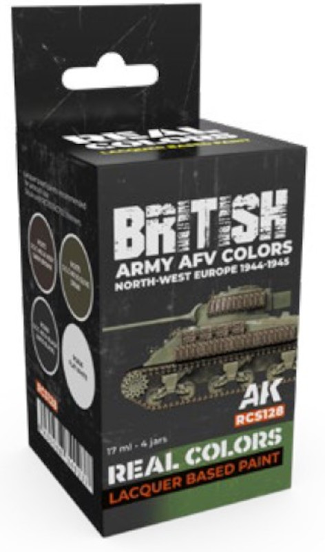 Real Colors: British Army AFV N-W Europe 1944-45 Acrylic Lacquer Paint Set (4) 17ml Bottles