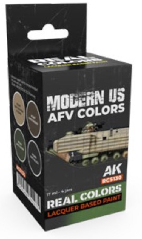 Real Colors: Modern US AFV Acrylic Lacquer Paint Set (4) 17ml Bottles