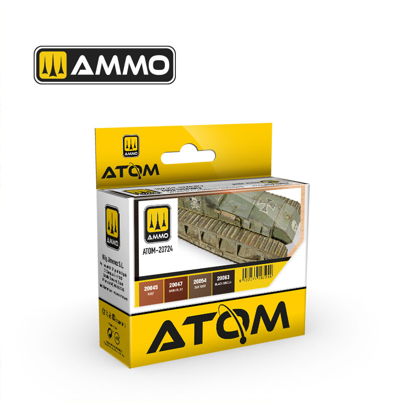 Ammo By Mig ATOM Acrylic Paint Set: Rusty Tracks and Chains Set