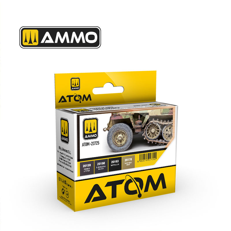 Ammo By Mig ATOM Acrylic Paint Set: Rubber and Tires Colors Set