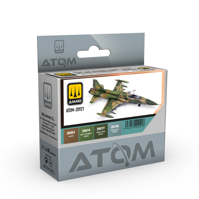 Ammo By Mig ATOM Acrylic Paint: 60s-70s USAF TAC Colors Acrylic Paint Set (4 Colors) 20ml Bottles