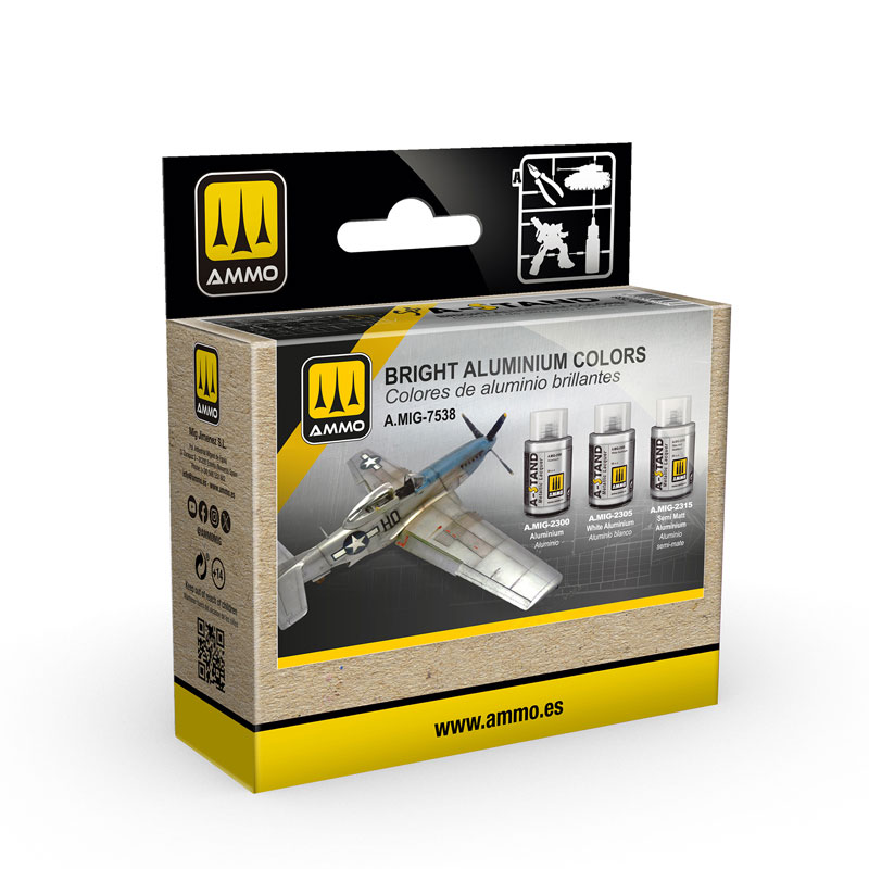 AMMO by Mig A-STAND Bright Aluminium Colors Set
