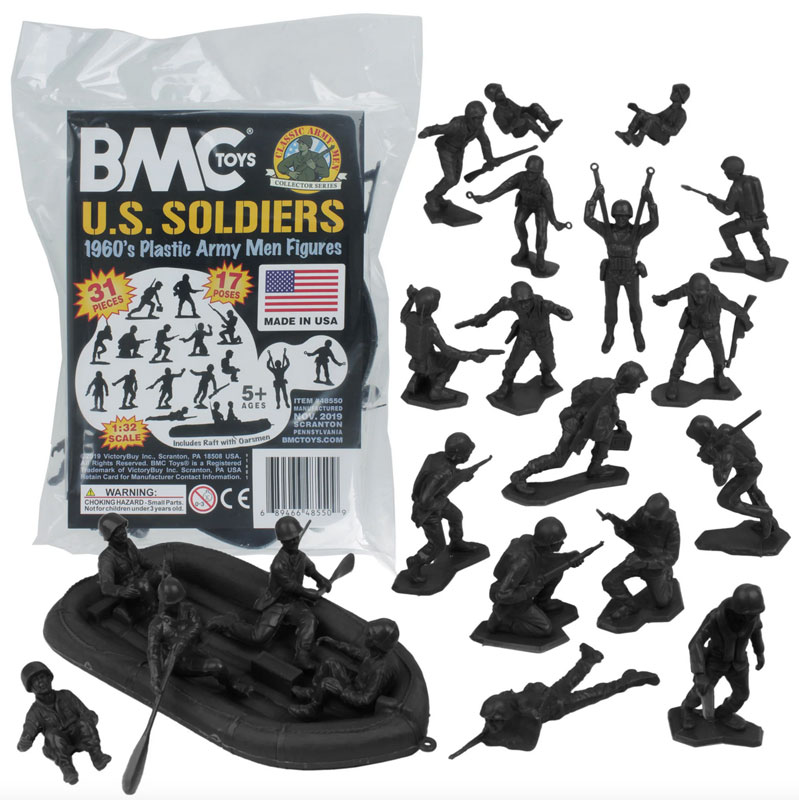 BMC Marx Plastic Army Men US Soldiers - Black 31pc