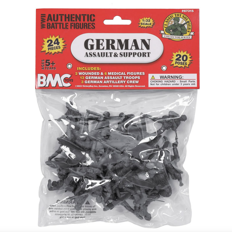 BMC CTS WW2 German Assault & Medics Plastic Army Men - 24pc Gray