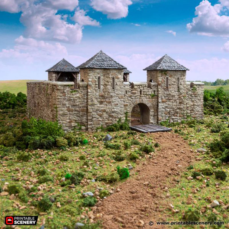 Norman Stone Fort Walls - King and Country - Printable Scenery