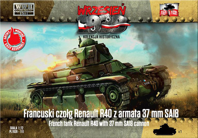 WWII Renault R40 French Tank w/37mm SA18 Gun