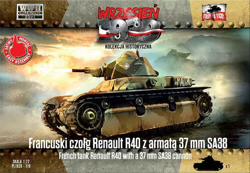 First to Fight French Renault R40 Tank w/37mm SA38 Gun