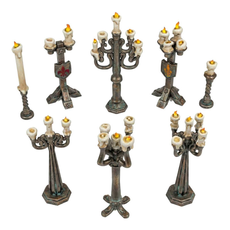 Green Stuff World 3D Printed Set - Standing Candle Holders 1:48