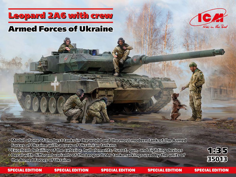 Leopard 2A6 Tank of the Armed Forces of Ukraine w/5 Crew & Dog