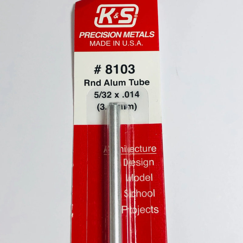 Aluminum Round Tube .014in Wall - 5/32in x 12in - 1 pc.