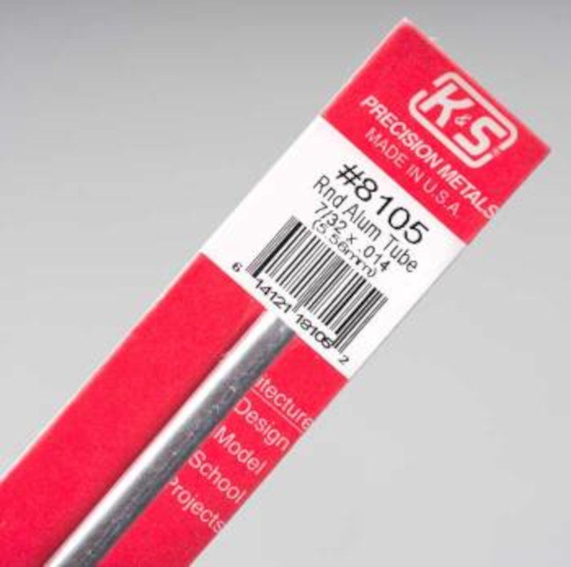 Aluminum Round Tube .014in Wall - 7/32in x 12in - 1 pc.