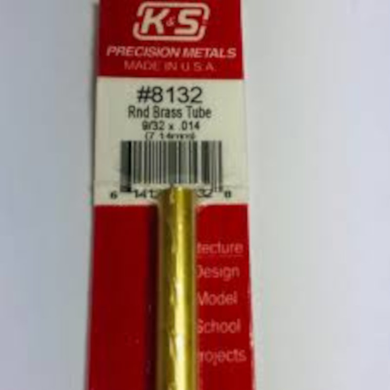 Round Brass Tube .014in Wall - 9/32in x 12in - 1 pc.