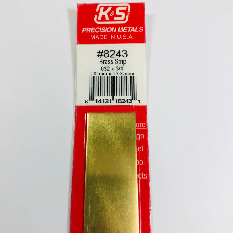 Brass Strips .032in x 3/4in x 12in - 1 pcs.