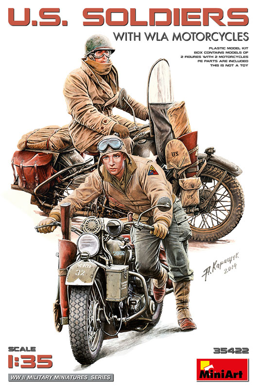 WWII US Soldiers (2) w/WLA Motorcycles