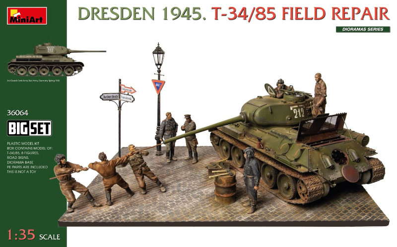 MiniArt Dresden1945. T-34/85 Field Repair. Big Kit