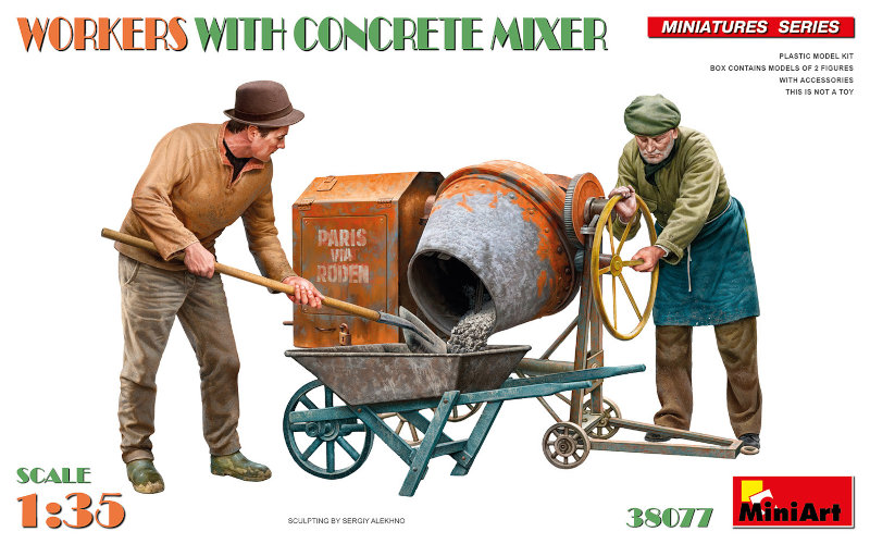 Workers with Concrete Mixer