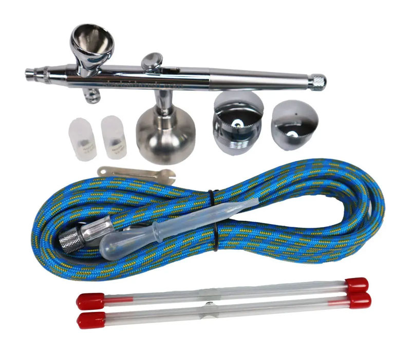 NO-NAME BRAND Gravity-Feed Airbrush Kit with 3 Nozzle Sets and Cups