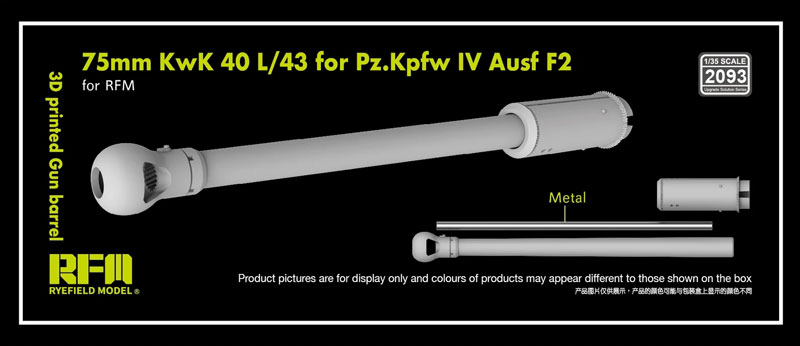Rye Field 75mm KwK 40 L/43 Gun Barrel for Panzer IV Ausf F2 (RFM kit)