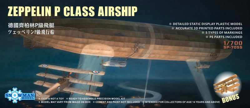 Snowmen Model Zeppelin P Class Airship with 3D Printed N500