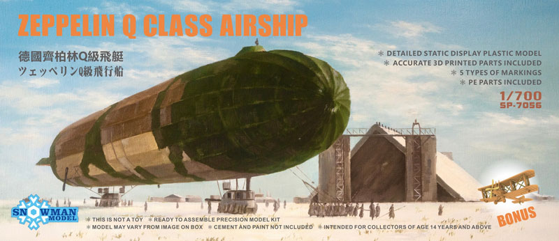 Snowmen Model Zeppelin Q Class Airship with 3D Printed BE2c