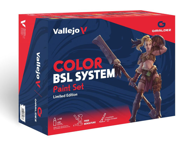 Vallejo Angel Giraldez BSL (Base, Shadow, Light) System Game Color Paint Set (48 Colors) w/Brushes & Figure