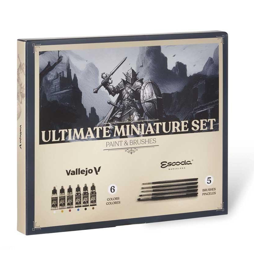 Vallejo Ultimate Miniature Set: Paint (6 18ml Game Color) & Brushes (5)