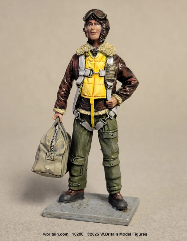 The Museum Collection: U.S.A.A.F. Heavy Bomber Crewman Standing Wearing B-6 Flying Helmet and Goggles, 1943-45