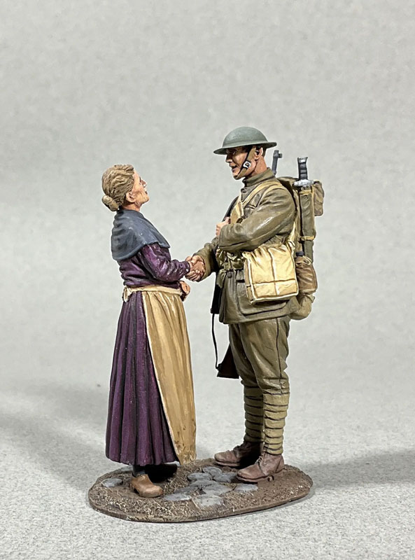 WW1: Bless You French Village Woman Greeting U.S. Infantry Doughboy 1918