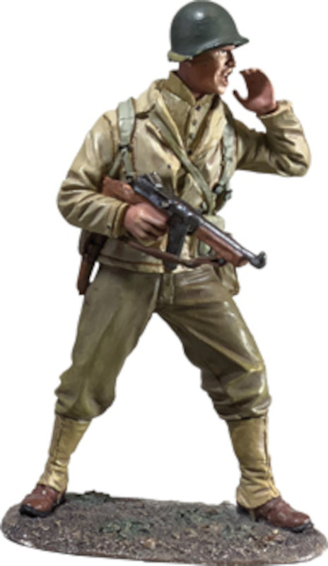 U.S. Infantry NCO Shouting with Thompson, 1943-45