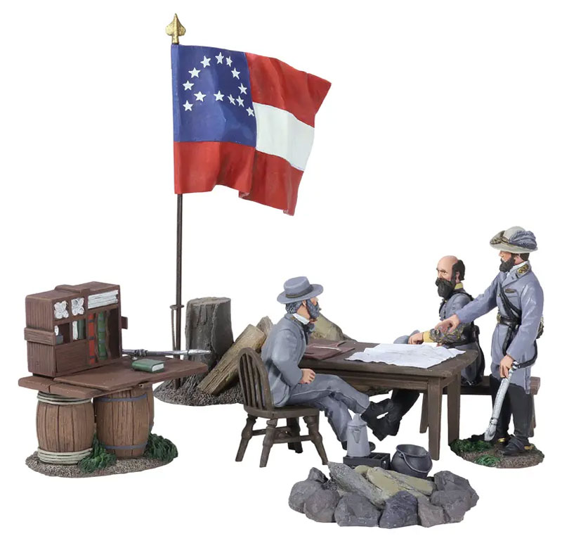 American Civil War: Decisive Day - Confederate Generals Lee, Ewell and Early with table, map, chairs and Lee