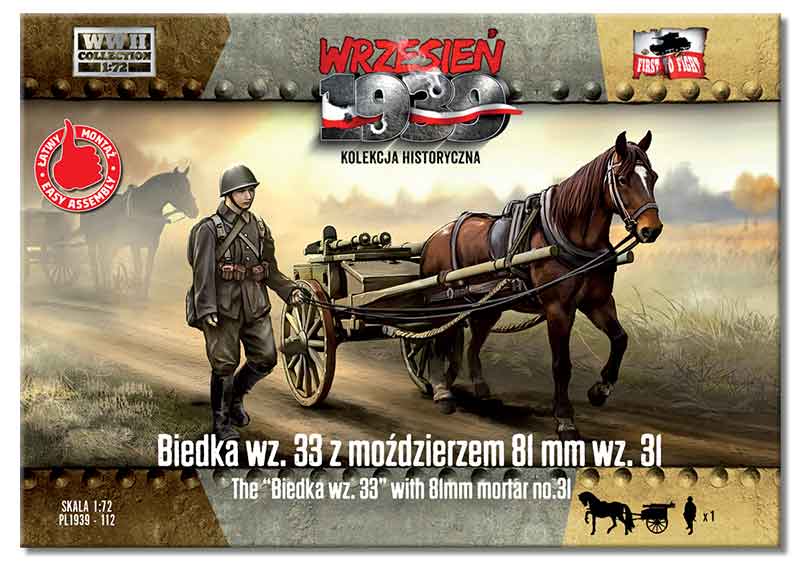 Biedka wz33 w/81mm Mortar wz31 Gun, Horse & Soldier