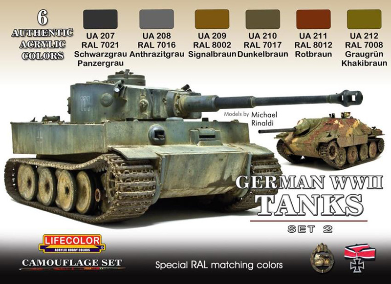 Michigan Toy Soldier Company : Lifecolor Acrylic Paint - World War II  Camouflage German Tanks Set #2 Acrylic Paint Set