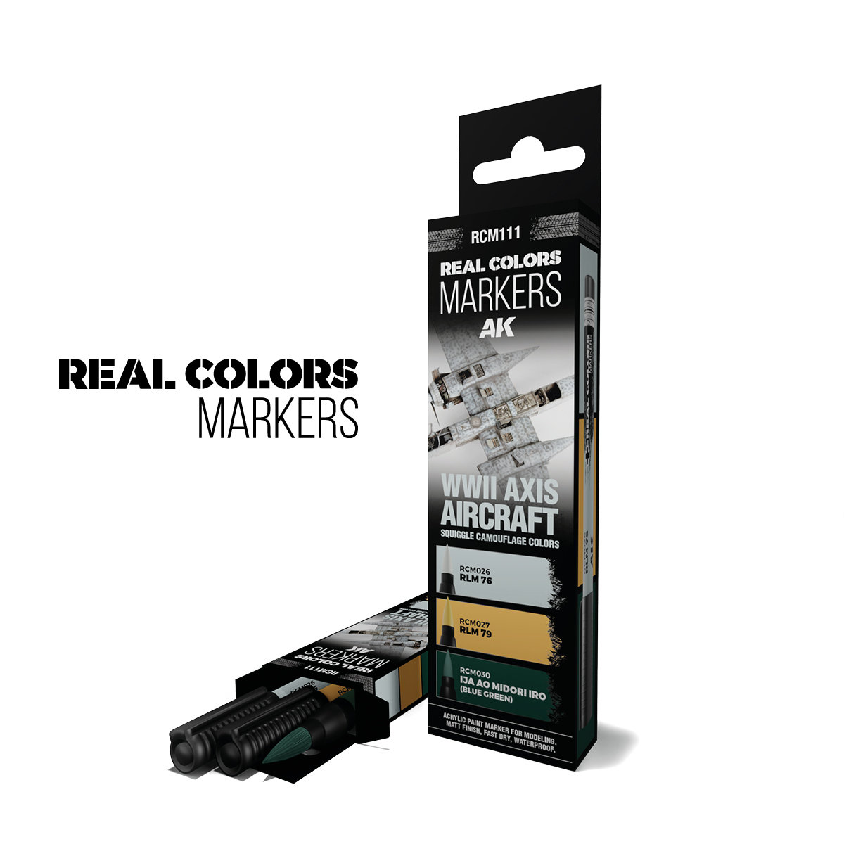 Real Colors Acrylic Paint Marker WWII Axis Aircraft Squiggle Camouflage Set (3)
